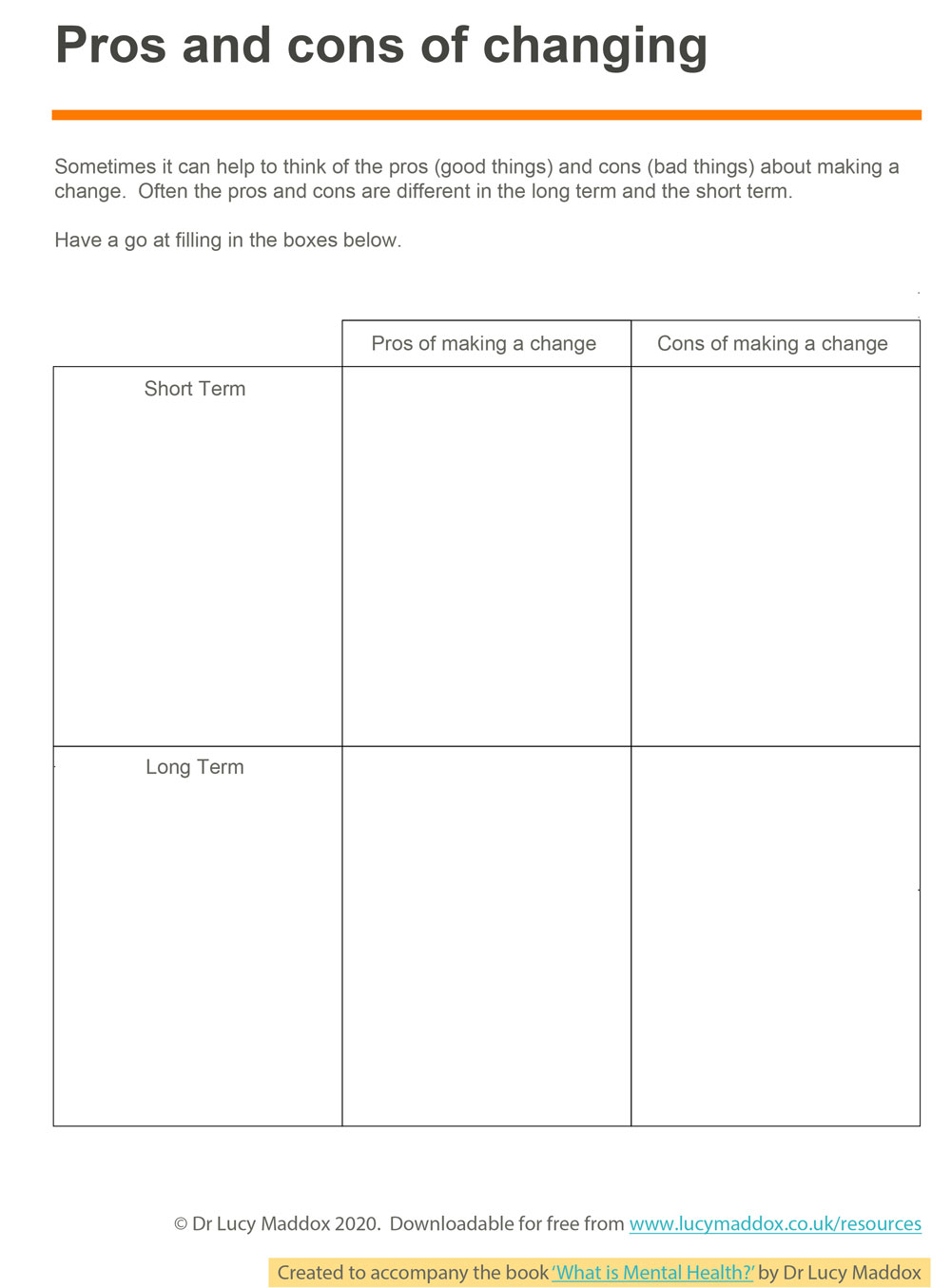 A small image showing Pros and Cons of Changing worksheet